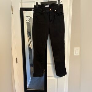 Good American Good Waist Crop. High Waisted Black Denim Size 6/28.